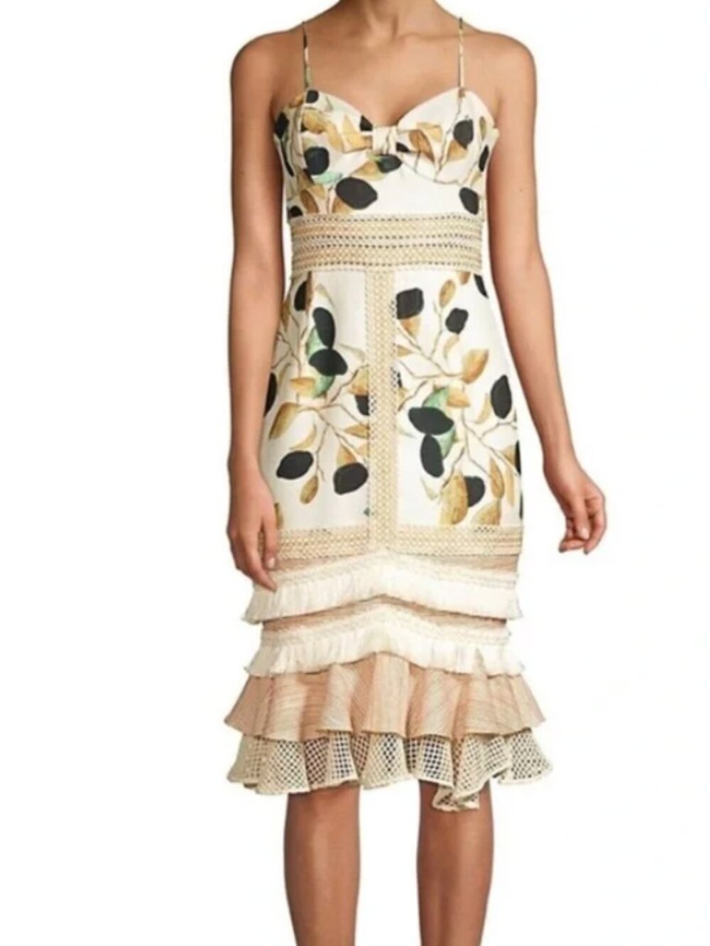 PatBo Fruta print fitted midi dress size 2